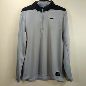 Nike Golf men's long sleeve 1/4 zip pullover, gray and black, size L